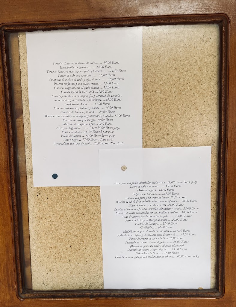 Restaurant Aragon — Carta