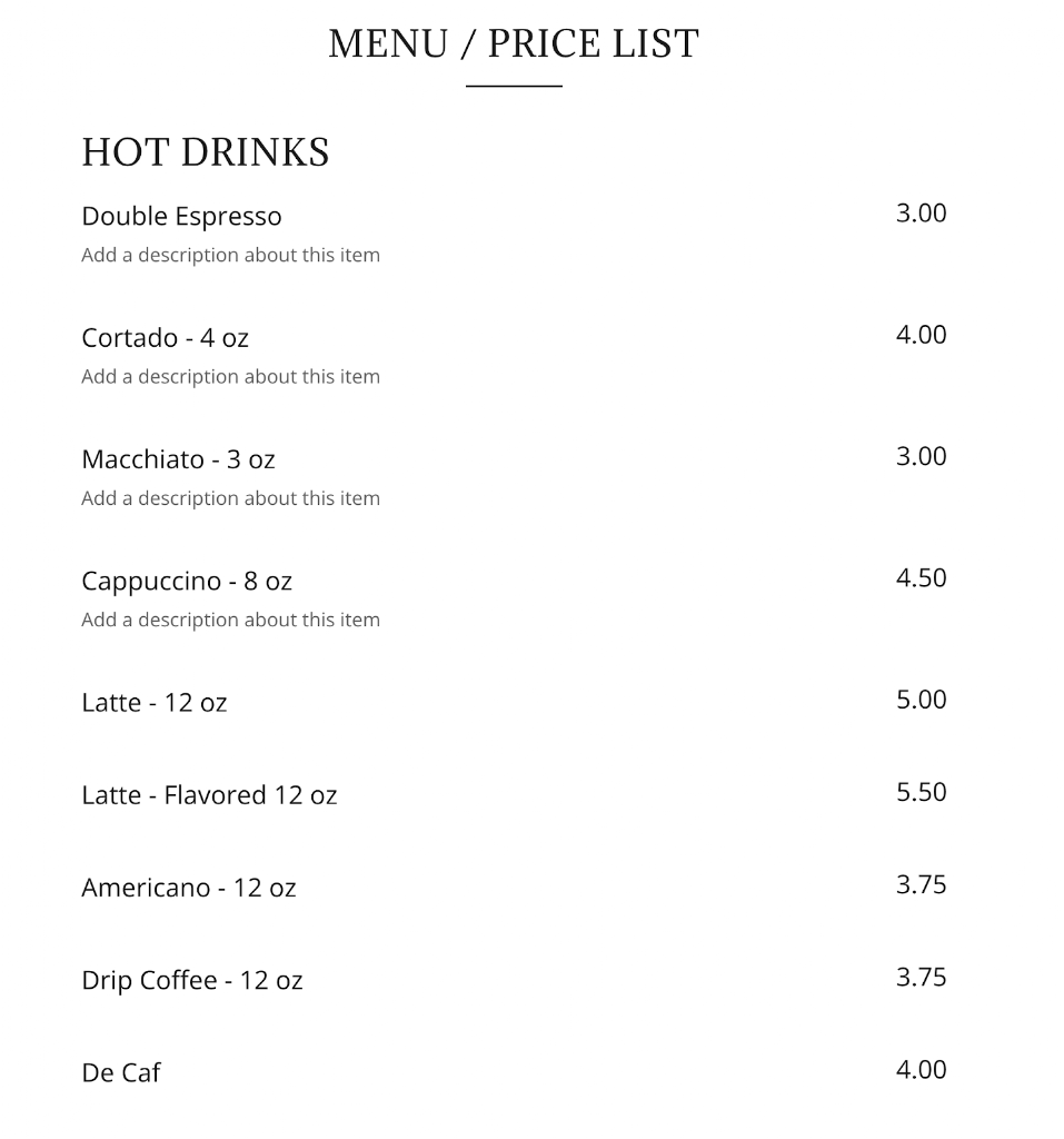 Menu