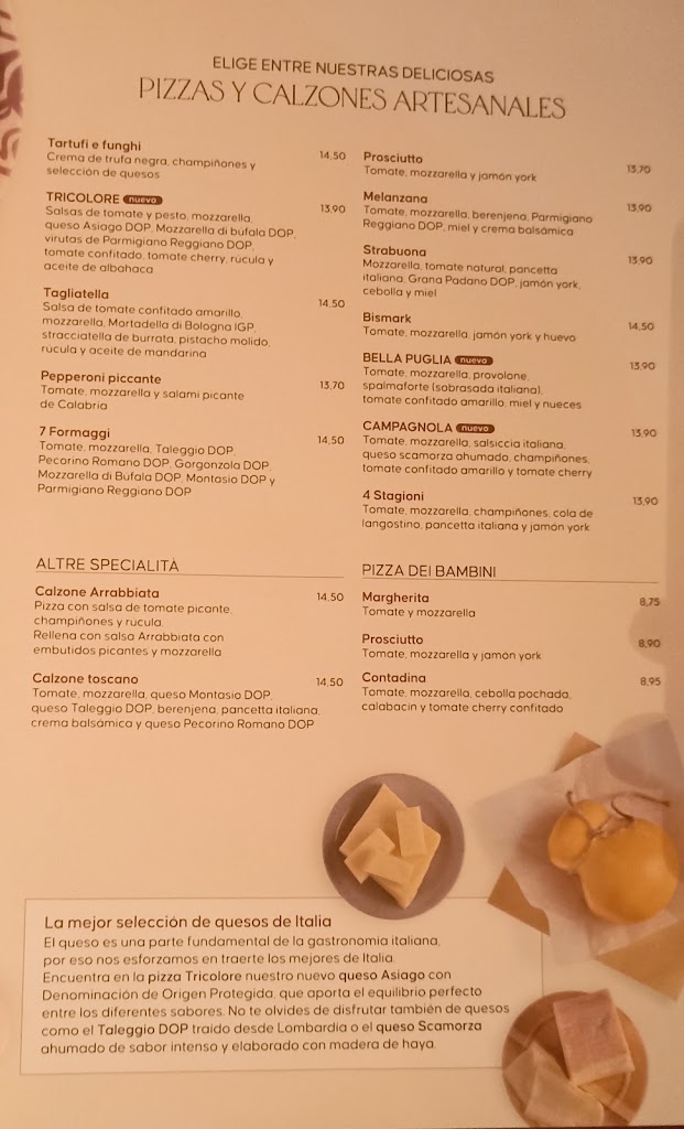 Restaurante La Tagliatella | Xanadu, Arroyomolinos — Carta
