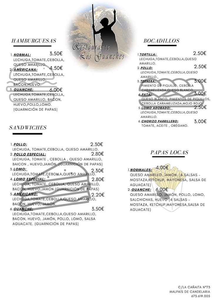 Restaurante Los Guanches — Carta