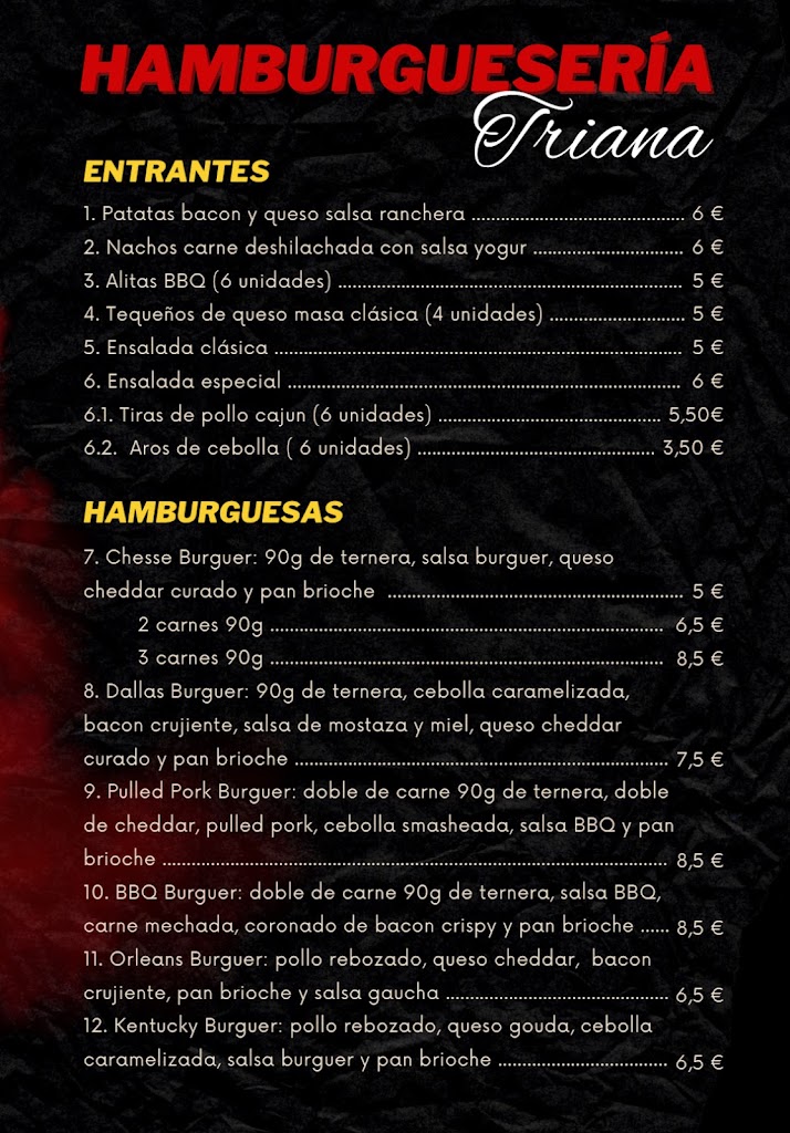 Hamburgueseria Triana — Carta