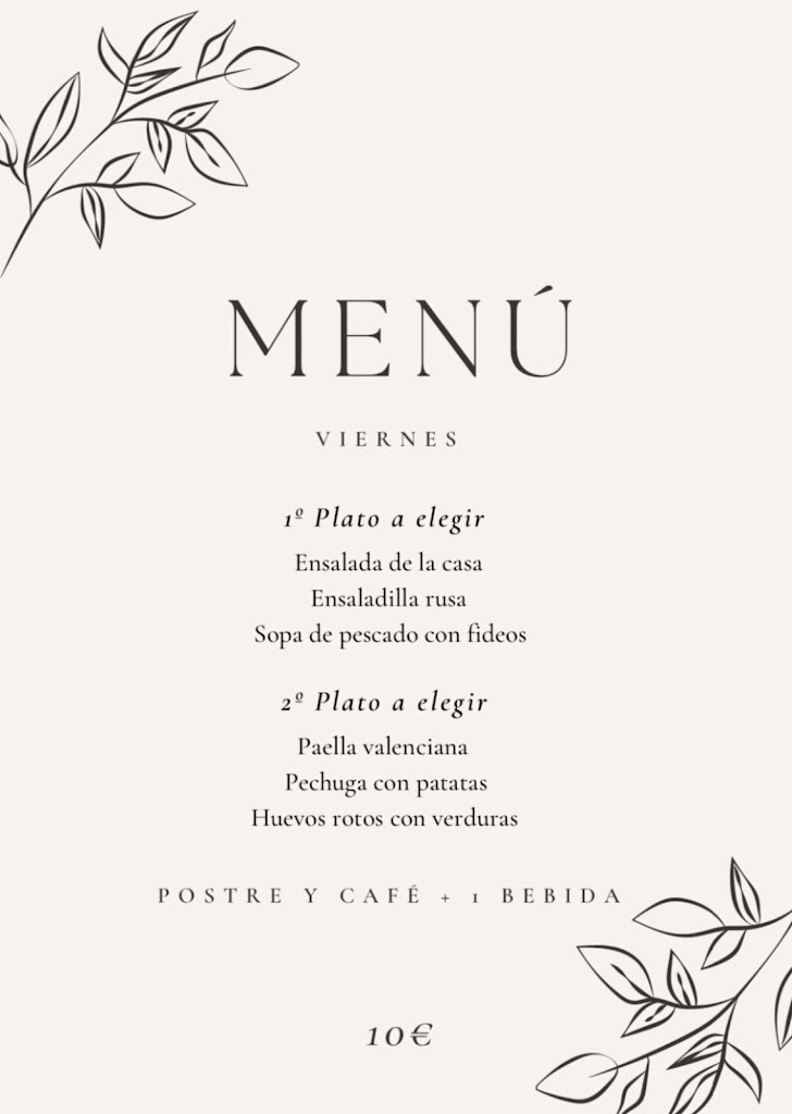 Bar Tenis Club Jativa — Carta