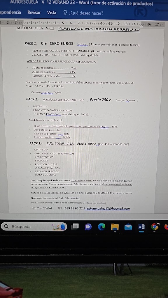 Autoescuela V12 — Del propietario