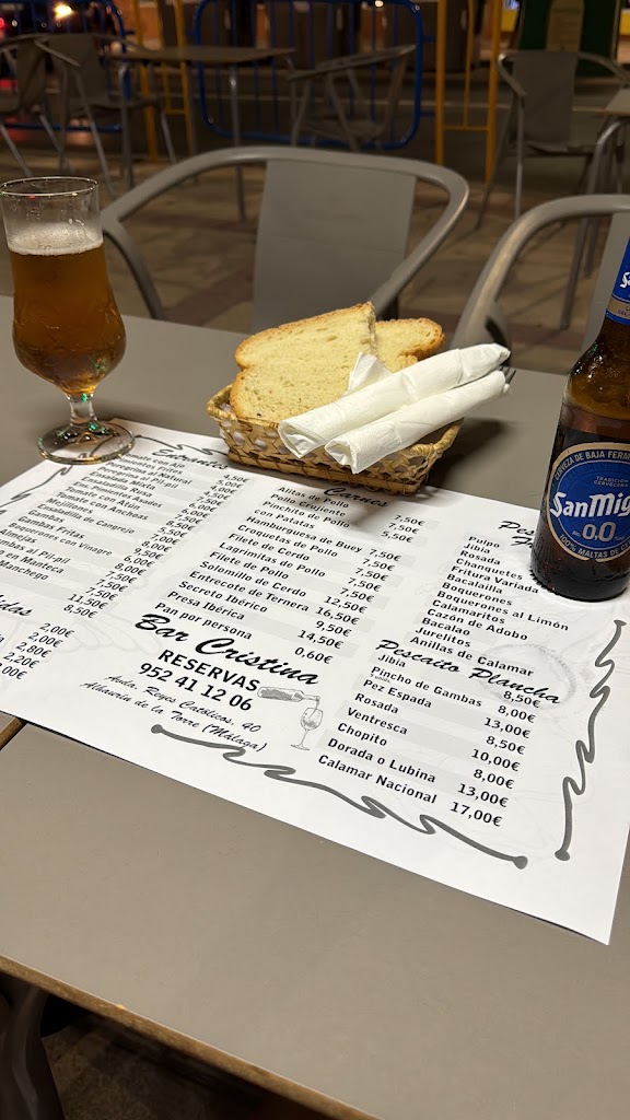 Bar Cristina — Carta