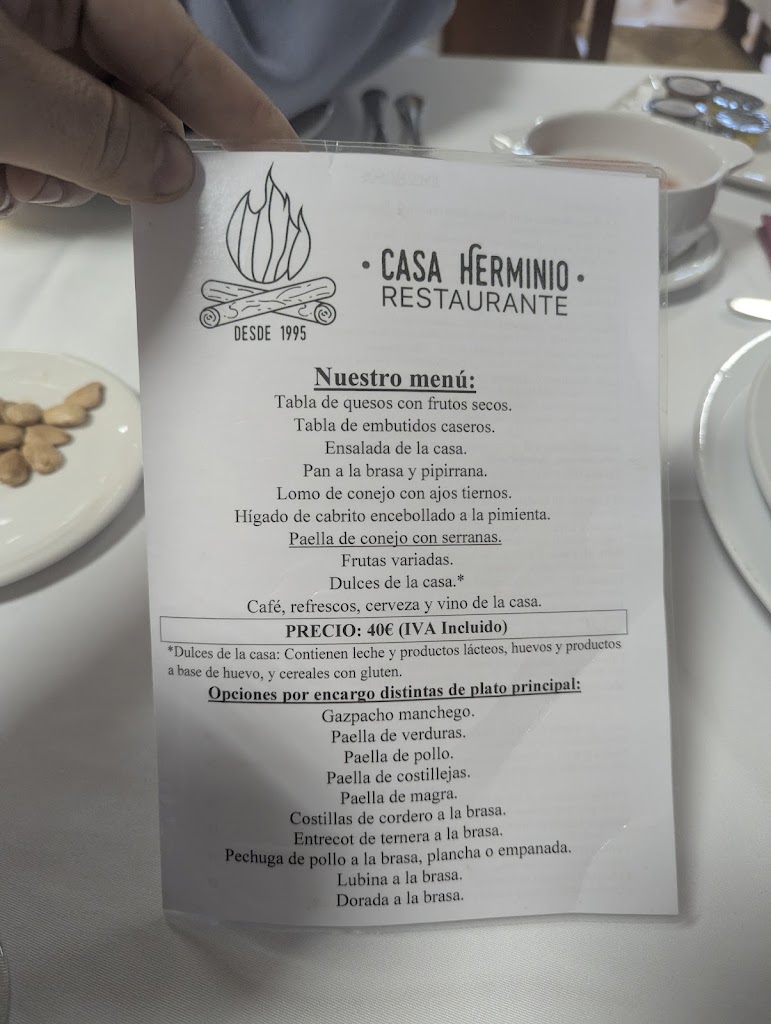 Restaurante Casa Herminio — Carta