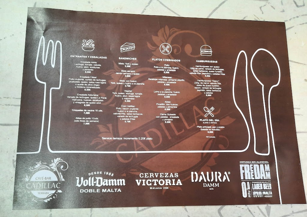 Cafeteria Cadillac — Carta
