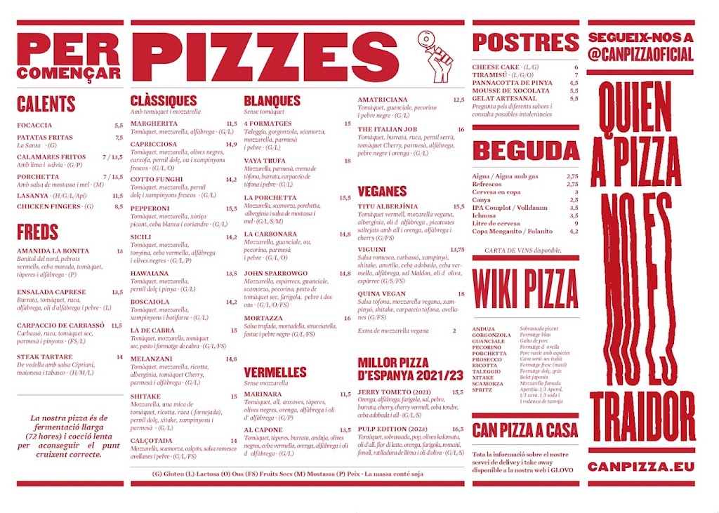 Can Pizza Badalona — Carta