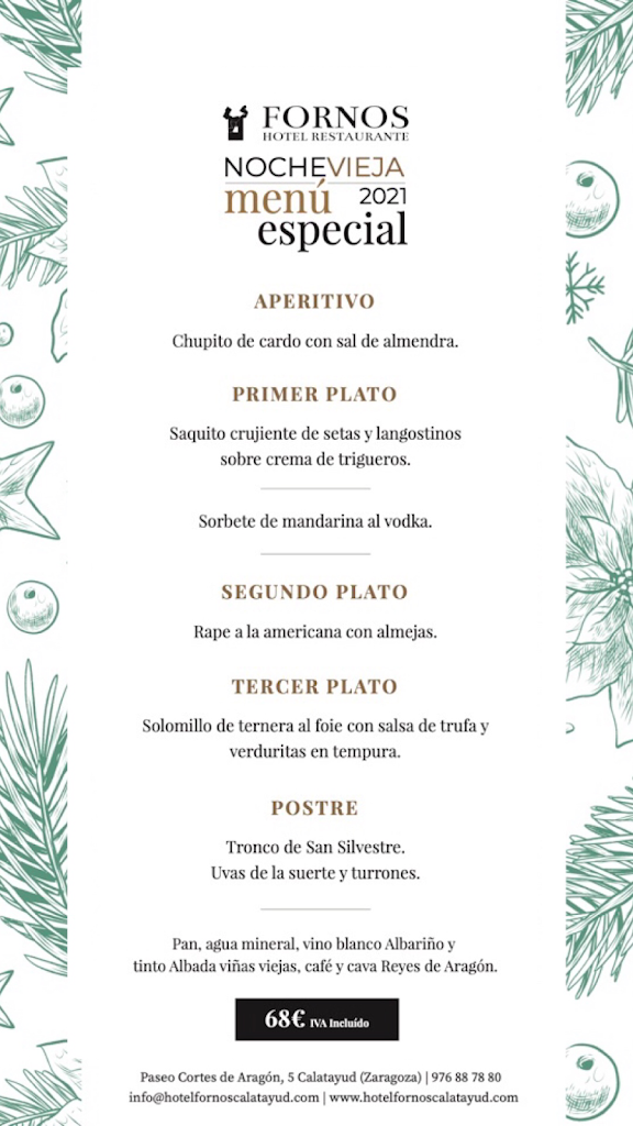Restaurante-Hotel Fornos — Carta