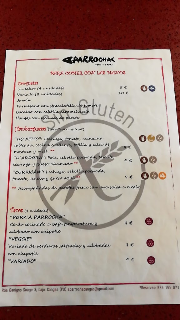 Vinoteca A Parrocha Cangas — Carta