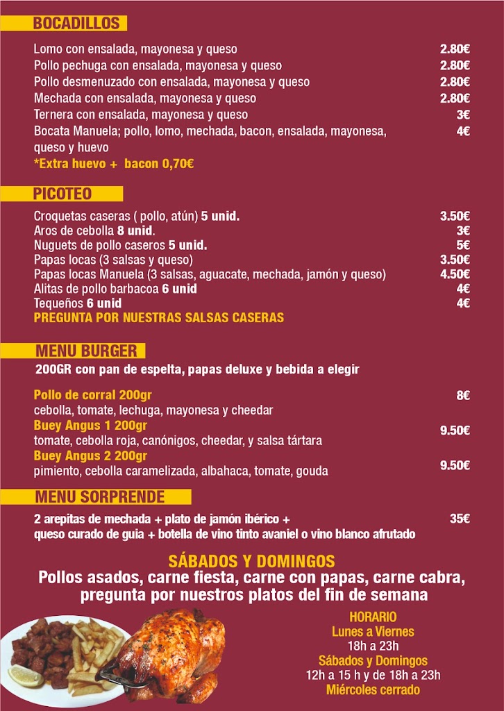 Cafeteria Senor Cafe — Carta