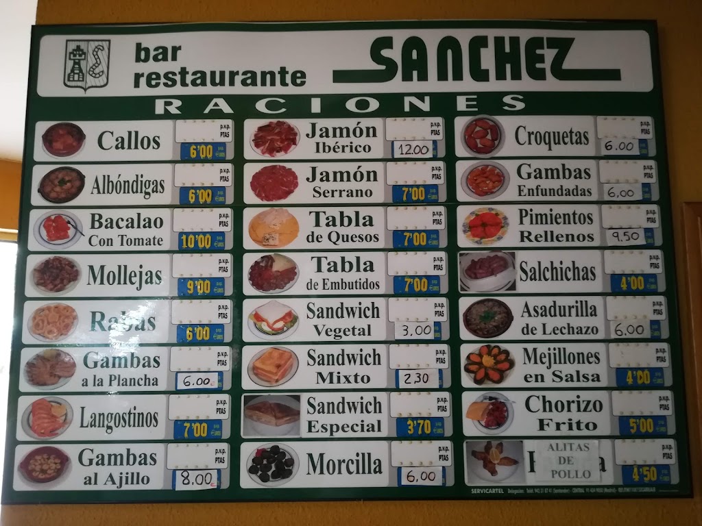 Cafe-bar Sanchez — Carta