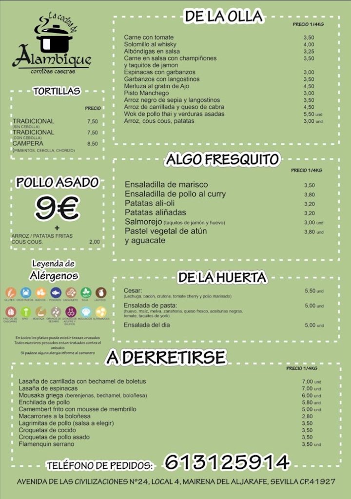 La Cocina De Alambique — Carta