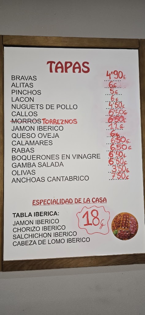 Bar olimpo cerveceria — Carta