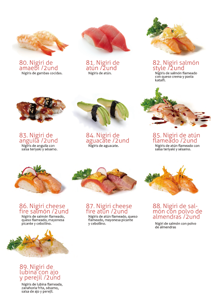 Restaurante 77SUSHI 2022 — Carta
