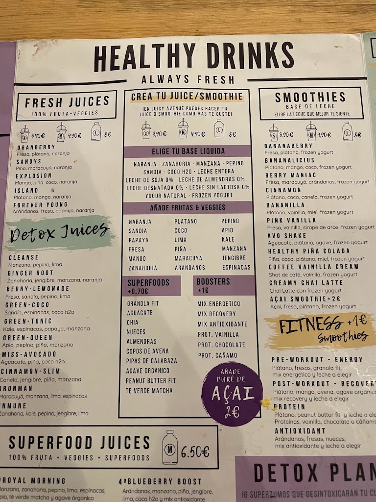 Juicy Avenue Pozuelo — Carta