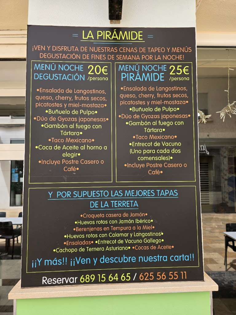 La Piramide, Gandia. Restaurante. — Carta