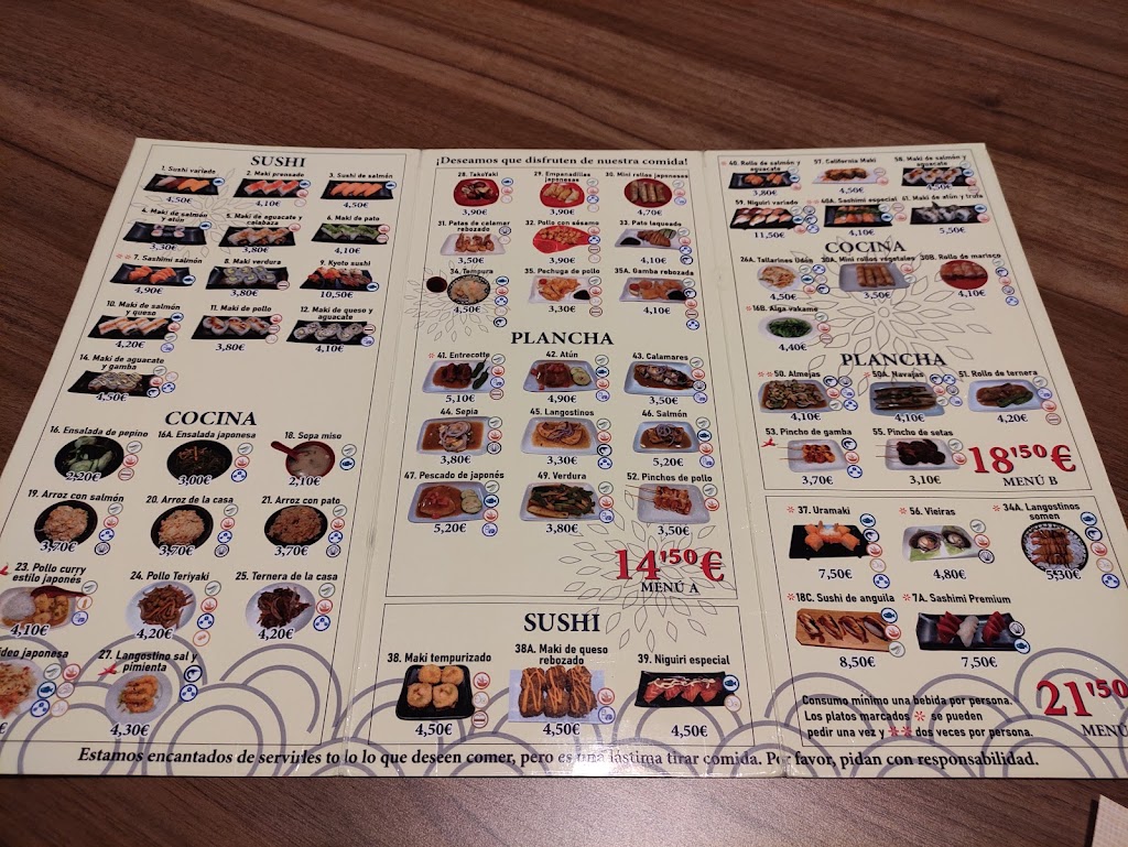 Restaurante Kyoto — Carta