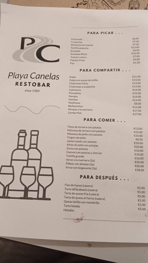 Tapas Y Comidas Camping — Carta