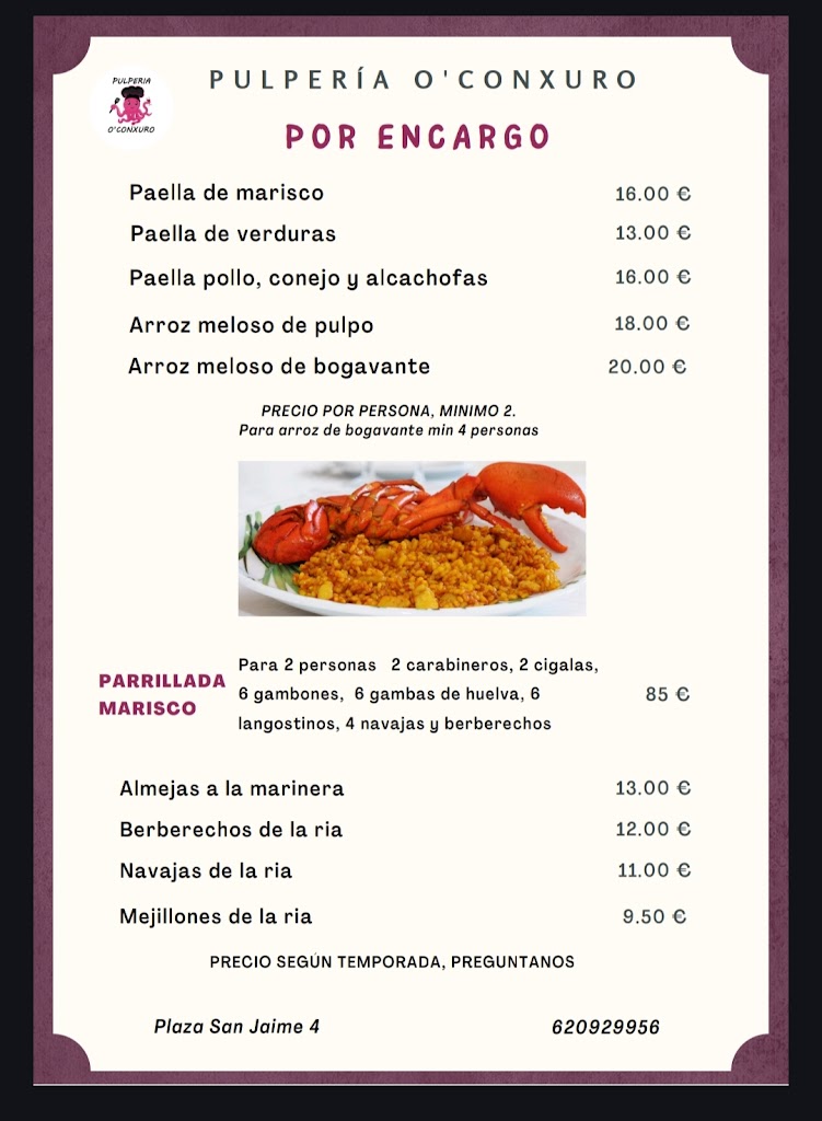 Pulperia O'Conxuro — Carta