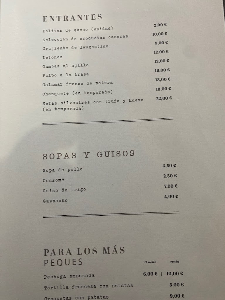 La Chimenea — Carta