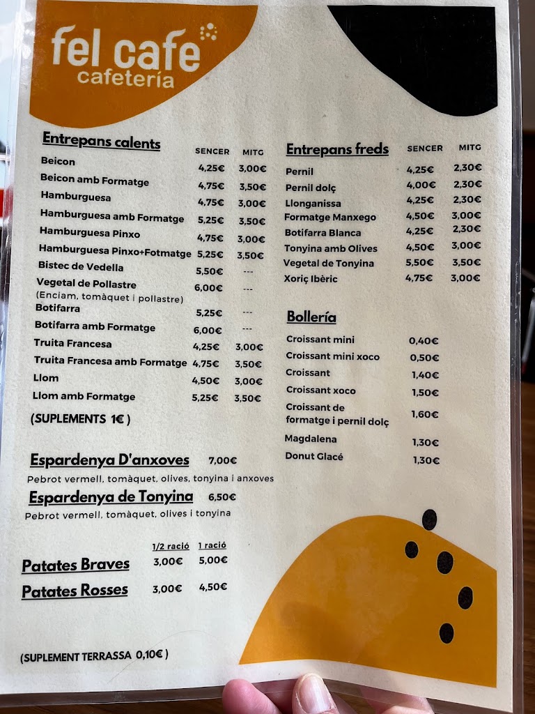 Fel Cafe — Carta