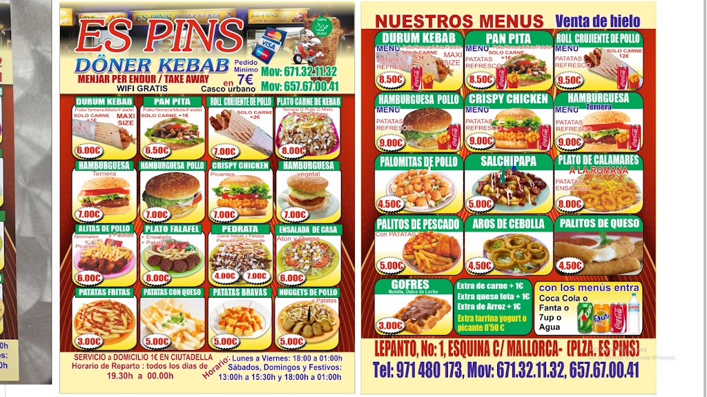 Es Pins Doner Kebab — Carta