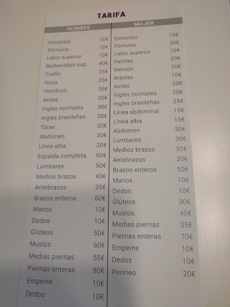 Peluqueria Beauty Estrella — Carta