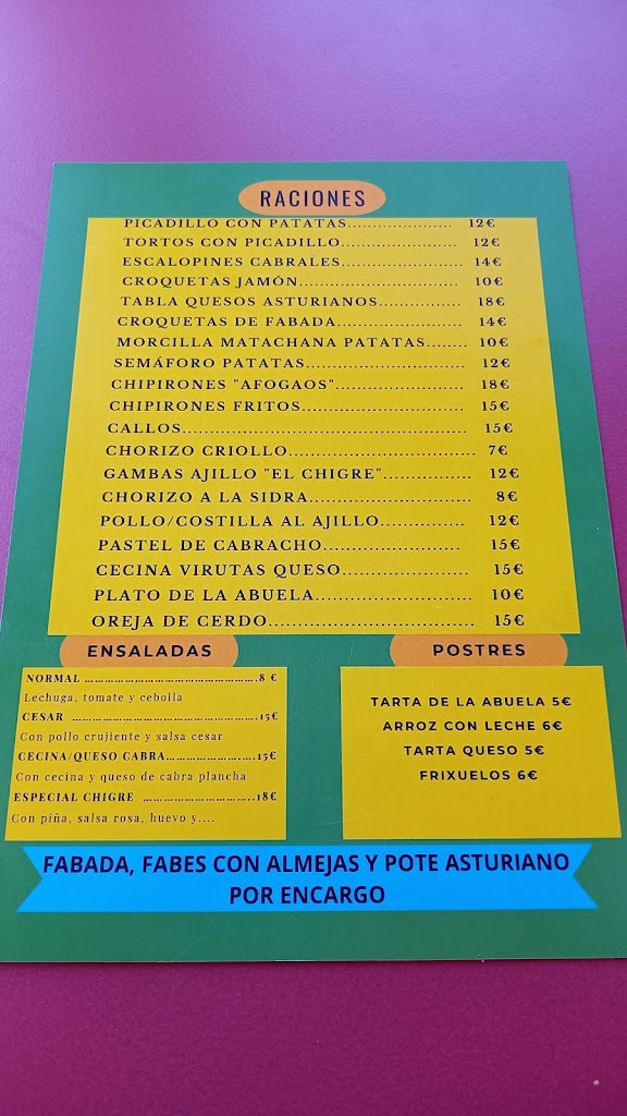 Pizzeria Portobello — Carta
