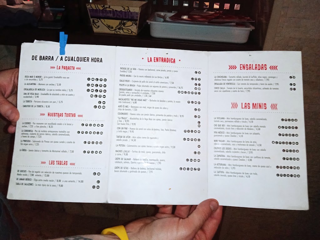 Taberna Chico Calla Elda — Carta
