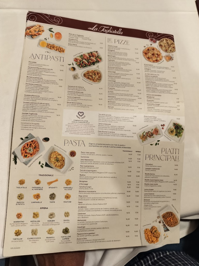 Restaurante La Tagliatella | Granollers — Carta