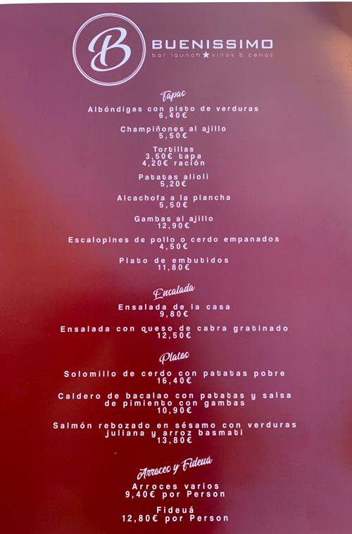 Buenissimo — Carta