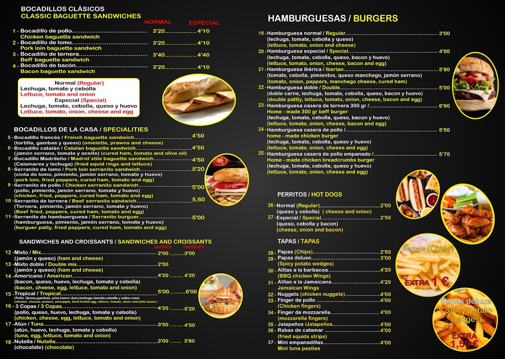 3 Copas Bar — Carta