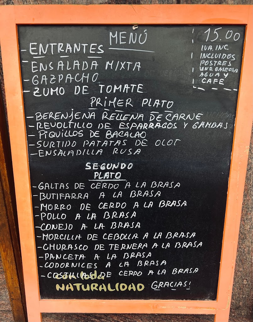 Braseria La Torrada — Carta