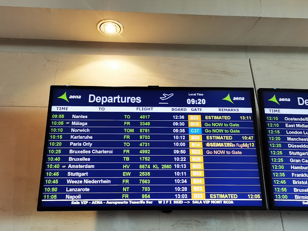 Sala VIP Montana Roja - Aeropuerto Tenerife Sur (TFS) — Carta