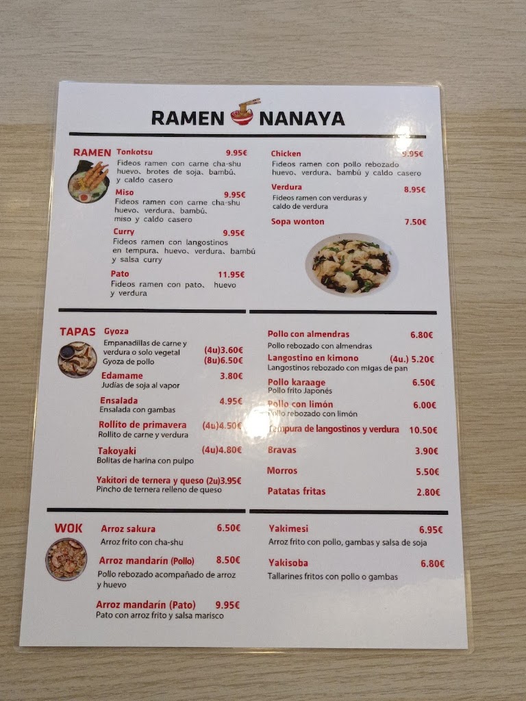 Ramen Nanaya — Carta