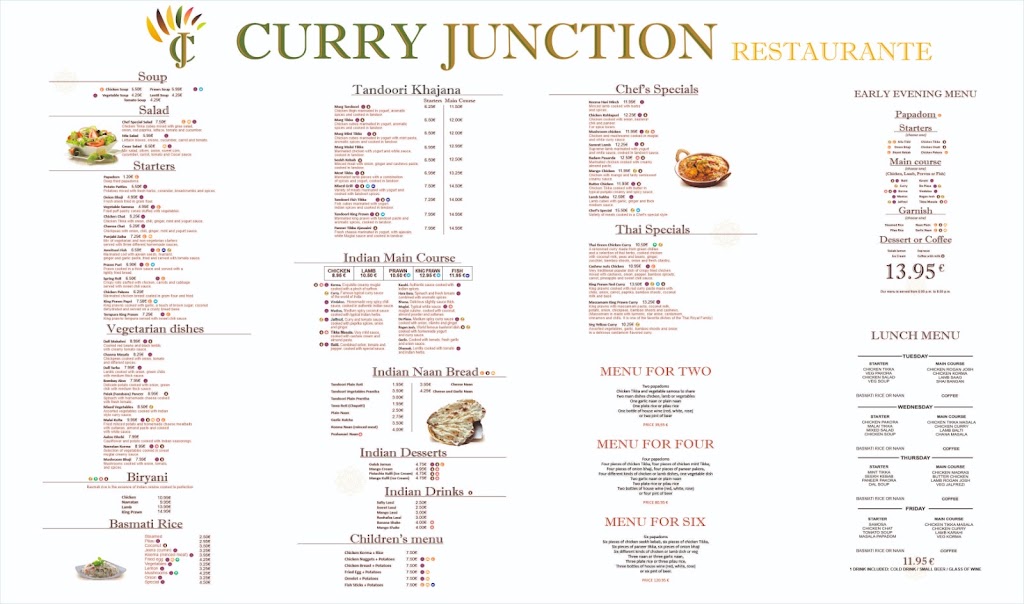 Curry Junction Restaurante — Carta
