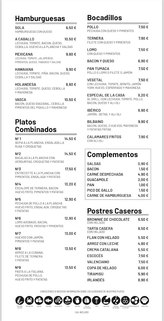 Cafe Sirimiri Bar — Carta