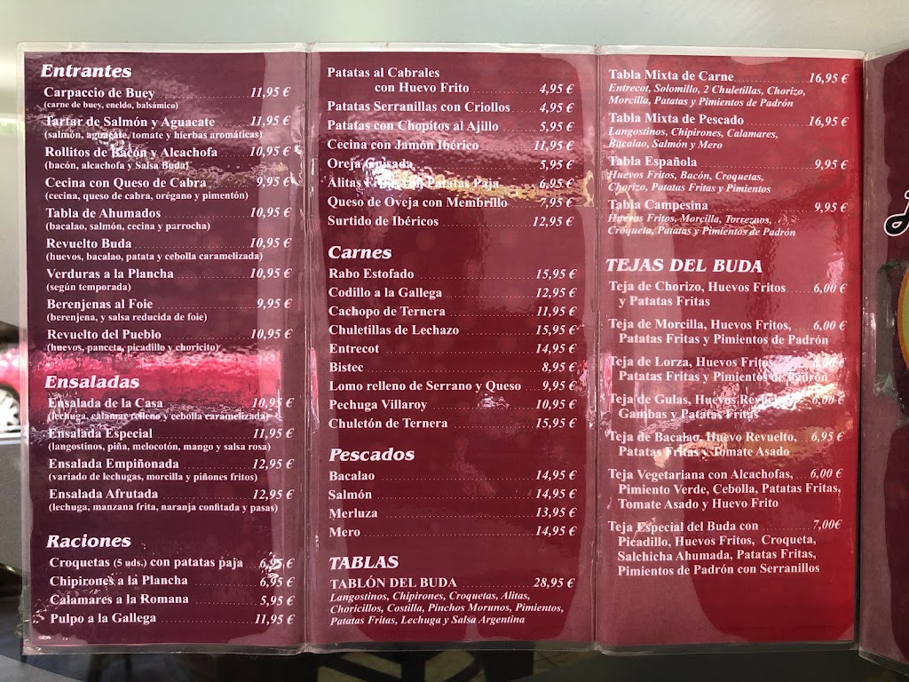 Restaurante la Taberna del Buda — Carta
