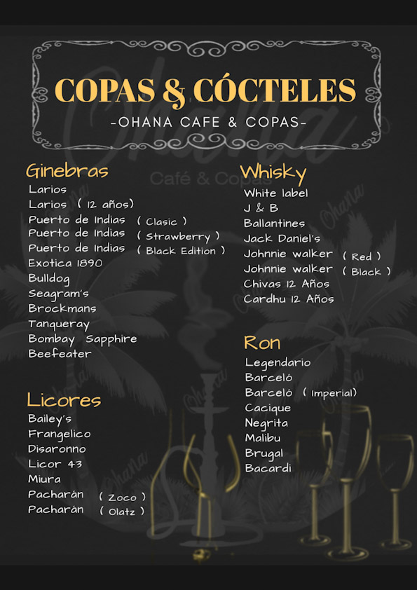 Cafeteria Ohana CafeyCopas — Carta