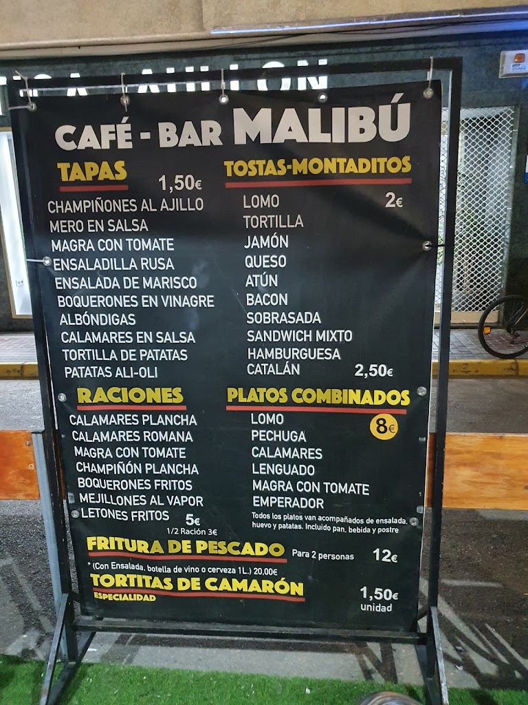 Bar Malibu — Carta