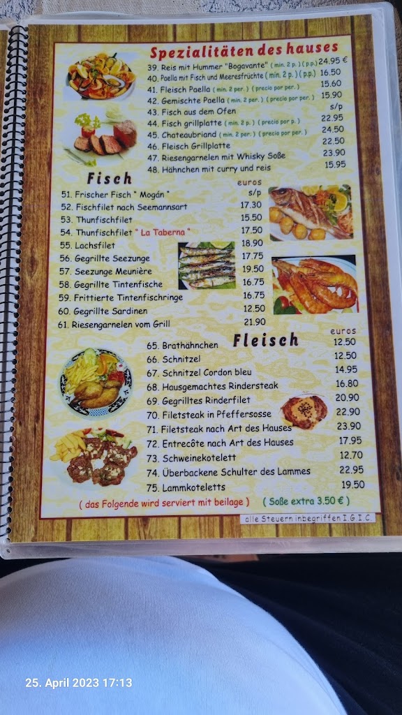 Restaurante Carpe Diem — Carta