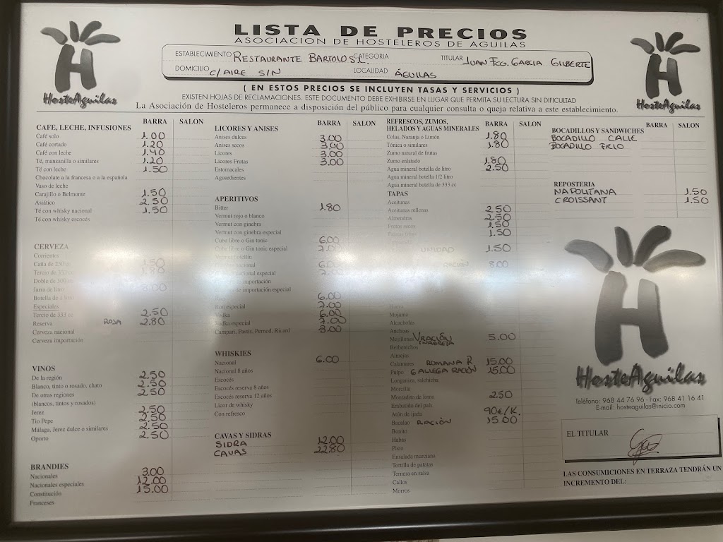 Casa Bartolo — Carta