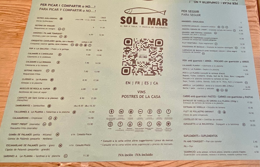 Sol i Mar Calella — Carta