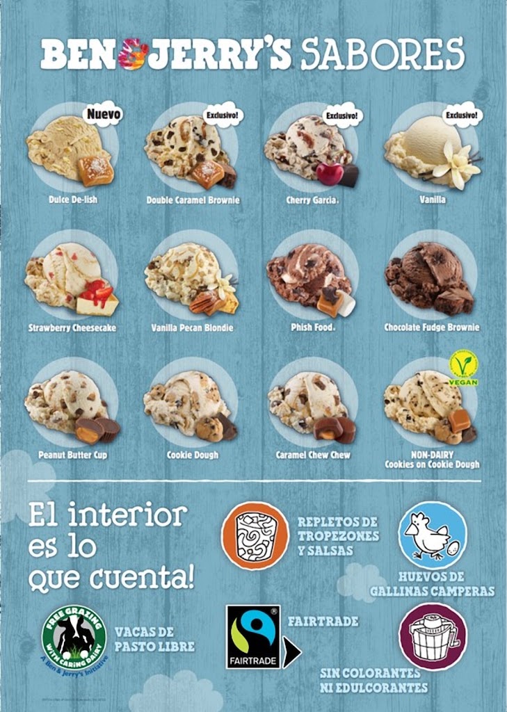Ben & Jerry's Heladeria Xanadu — Carta