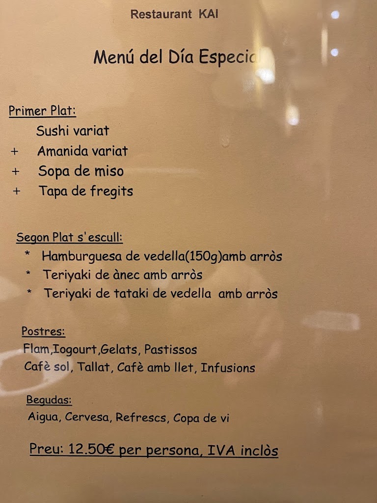 Kai Restaurante — Carta