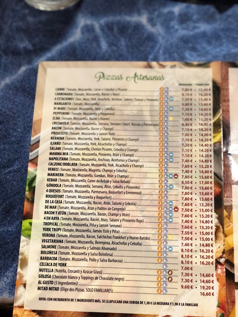Pizzeria Venecia — Carta
