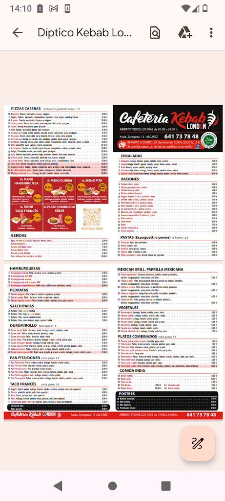 Cafeteria Kebab LONDON — Del propietario