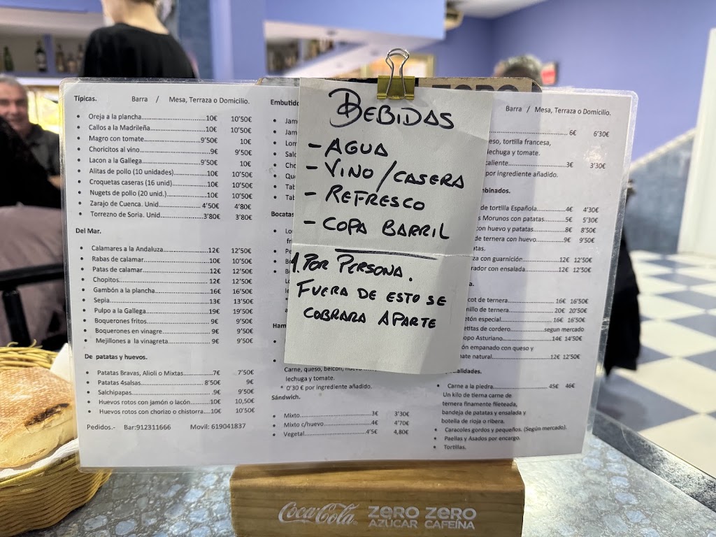 Bar Restaurant Cerveceria Adriana — Carta