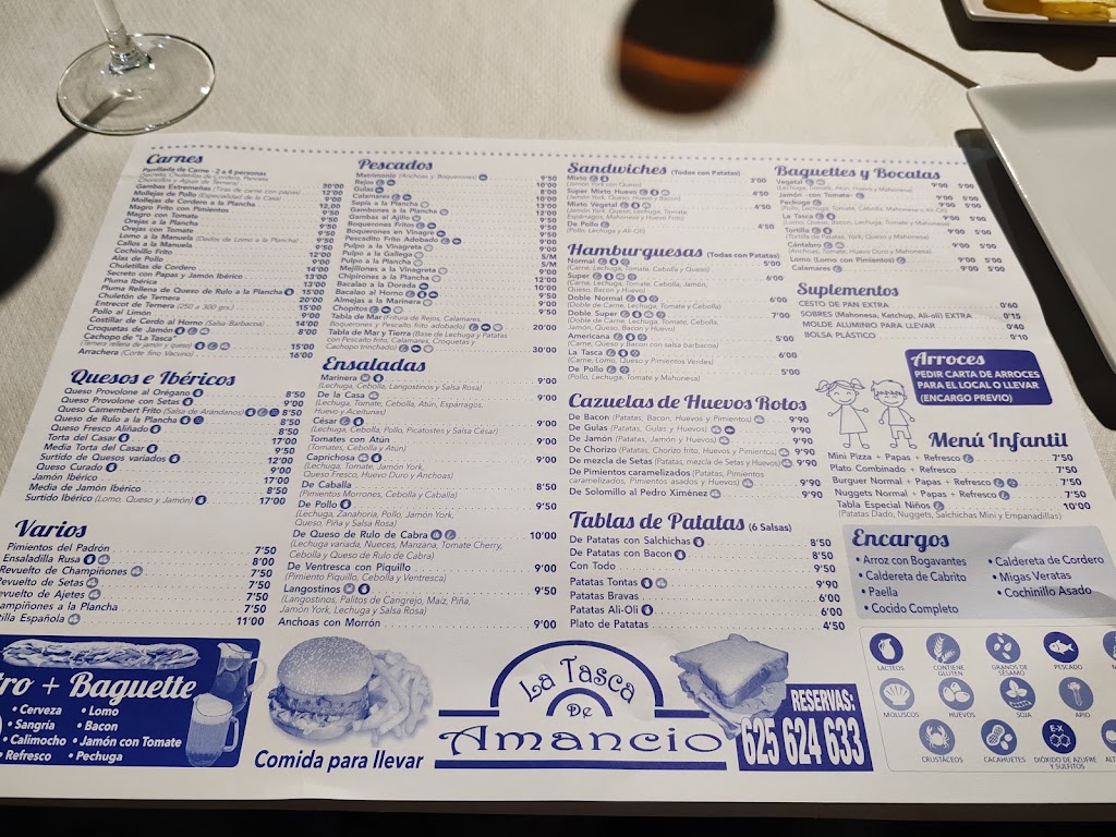 La Tasca de Amancio — Carta