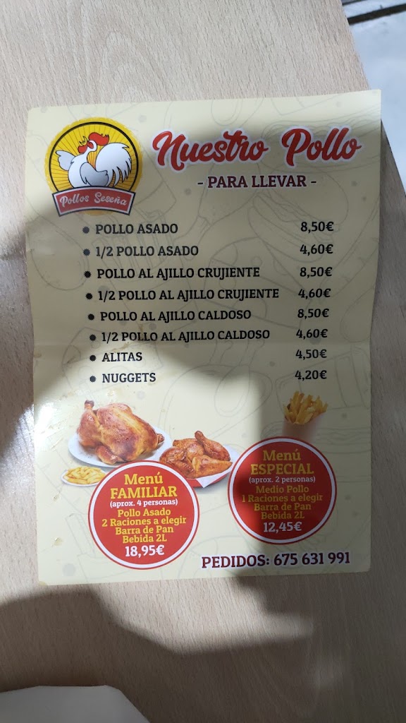 Pollos Sesena — Carta
